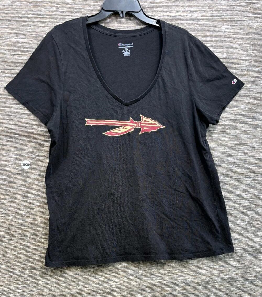 Florida State University Seminoles T-ShirtWomens 2XL Black V-Neck Champion